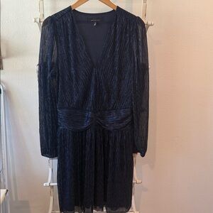 White House Black Market Blue Sheath Dress with Bishop Sleeves